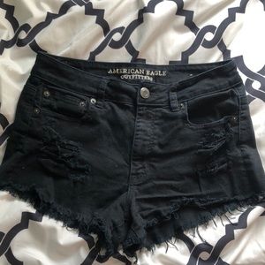 American eagle hi-rise black jean shorts